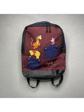 Vintage Disney Winnie The Pooh Piglet Tigger Backpack With Embroidery & Pockets